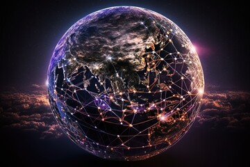 Poster - Abstraction of communication technologies on planet earth.Generative AI