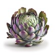 Tasty purple artichoke isolated on white background, AI generative