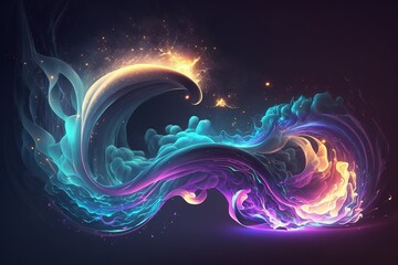 Poster - Fantastic picture light effect, colorful rainbow wave.Generative AI