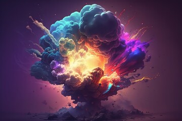 Aufkleber - magic explosion, the effect of a game bomb explosion with colorful clouds, smoke.generative ai