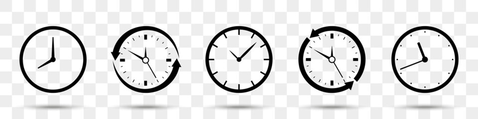 Aufkleber - Clock icons collection with shadow. Set of different clock icons