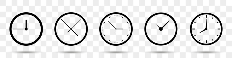 Aufkleber - Clock icons collection with shadow. Set of different clock icons