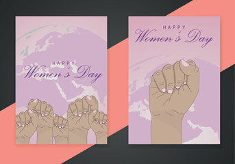 International woman day diversity raised fist strong girl power concept