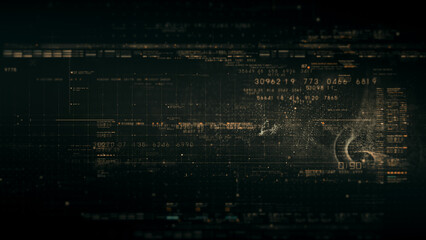 Poster - Advanced motion abstract digital generated matrix cyber environment big data analytic artificial intelligent simulation, head up display background
