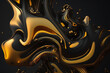 Luxury Gold Fluid Liquid Background with Gonden Metalic texture melted and flowing with a creative artistic look on a dark black background. Ai generated