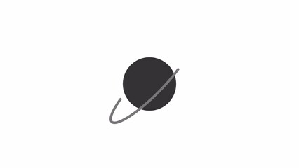 Fototapete - Animated planet with ring loader. Saturn ball. Simple black and white loading icon. 4K video footage with alpha channel transparency. Wait-animation progress indicator for web UI design