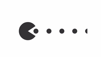 Poster - animated circle eats dots loader. retro game. simple black and white loading icon. 4k video footage 