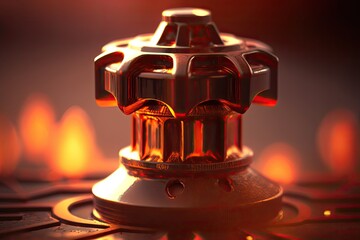 Poster - Image of fire sprinkler in close up against a blazing background. Sprinkler systems are a vital component of any life safety water piping infrastructure. Generative AI