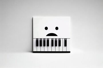 Poster - Music with Minimalist Overtones Symbol for a keyboard, piano, or keys (emoji). In a solitary setting against a blank white screen. Generative AI