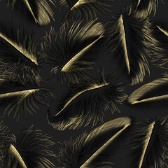 Wall Mural - Seamless pattern with feathers. Vector illustration.