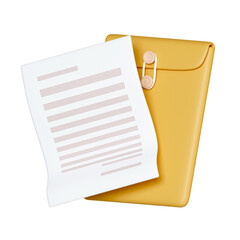 Poster - 3d folder and paper for management file. document efficient work on project plan concept. contract terms and conditions. icon isolated on white background. 3d rendering illustration. Clipping path.