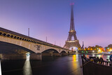 Fototapeta Paryż - Eiffel tower cityscape and river Seine, Paris, France