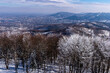 Widok z góry na Beskid Śląski, śnieg na drzewach (4).
