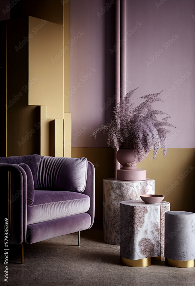 Gorgeous colorful living room, interior design inspiration Stock ...
