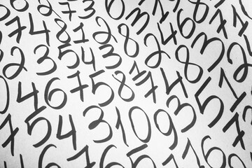 Poster - Background of numbers. from zero to nine. Finance data concept. Mathematic. Seamless pattern with numbers. financial crisis concept. Business success.