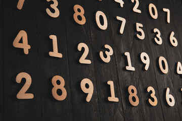 Poster - Background of numbers. from zero to nine. Finance data concept. Mathematic. Seamless pattern with numbers. financial crisis concept. Business success.