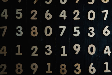 Poster - Background of numbers. from zero to nine. Finance data concept. Mathematic. Seamless pattern with numbers. financial crisis concept. Business success.