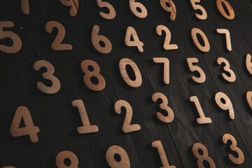 Poster - Background of numbers. from zero to nine. Finance data concept. Mathematic. Seamless pattern with numbers. financial crisis concept. Business success.