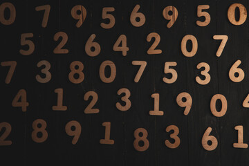 Poster - Background of numbers. from zero to nine. Finance data concept. Mathematic. Seamless pattern with numbers. financial crisis concept. Business success.