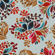 © natalia - The seamless colorful watercolor pattern on a dark background. Folk endless ornaments. Fabric, texture, background for bed linen, wallpapers, napkins, wrapping paper. Endless botanical ornament.