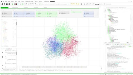 Poster - Visualization of Neural Network Software on White Background Working on a Computer. Various Clusters of Connections Loading, Interchanging Data. Mock-up Template for Computer Displays, Laptop Screens.