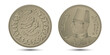 Egyptian silver coin, 10 piasters, 1937 year. The reverse and obverse side of the coin. Vector illustration.