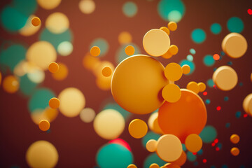 Poster - abstract background  colorful yellow gold bright balls bokeh Generative AI