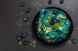 © FuzullHanum - Homemade Belgium Waffles with blueberries. Gluten-free blue dessert, fresh fruits and mint