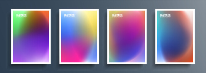 Poster - Set of blurred multicolored backgrounds with color gradients. Blurred color templates collection for posters, flyers and covers. Vector illustration.