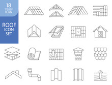 House Roof Icons Set. Outline Set Of House Roof Vector Icons For Web Design Isolated On White Background