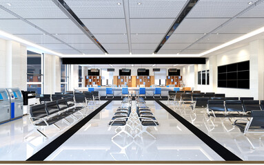 Poster - 3d render of commercial bank interior