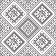 Filipino folk art Yakan cloth inspired vector seamless pattern, geometric textile or fabric print design from Philippines in black and white
