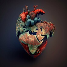 Coronary Heart Disease, Ischemic Disease, Concept, World Disease, 3d Illustration