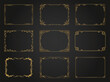 © MONIR - Luxury decorative golden frames. Retro ornamental frame, vintage rectangle ornaments & ornate border. Decorative wedding frames, antique museum image borders. Isolated vector icons set