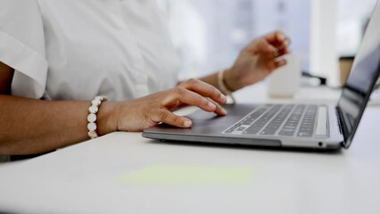 Aufkleber - Hands, woman and laptop keyboard for business, planning and research on internet. Closeup worker typing on computer technology for website management, email networking and online administration notes
