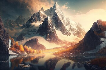 Wall Mural - Impenetrable Majestic Mountains and Their Secrets Generative AI