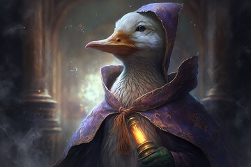 Wall Mural - the mystic duck mage of ancient dreams generative ai