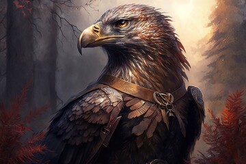 Wall Mural - the watchful guardian: a majestic fantasy eagle illustration generative ai