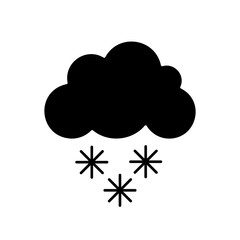 Wall Mural - snow cloud black icon. stylized glyph isolated on white background.