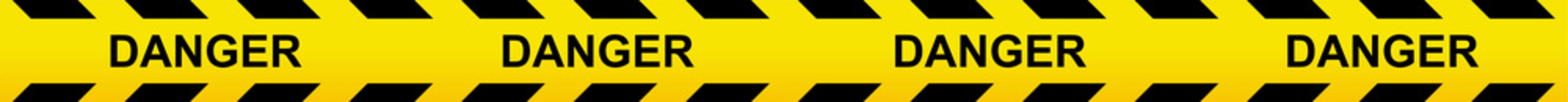 Wall Mural - under construction crossing caution tape of warning signs for construction area or crime scene. dang