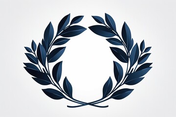 Wall Mural - Blue laurel wreath illustration, white background. Generative AI