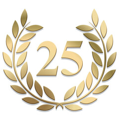 Wall Mural - 3D Gold PNG laurel wreath number 25