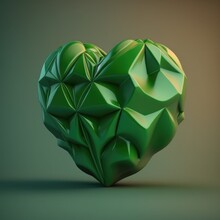 Symbol Of Love And Affection: 3D Green Heart Emoji In UP Standard Scale 4.00x