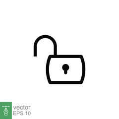 Poster - Unlocked lock icon. Simple outline style. Padlock with keyhole, open key, security concept. Thin line vector illustration design on white background. EPS 10.