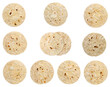 Set of Tortillas isolated on white background
