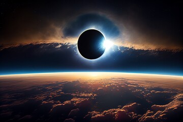 Wall Mural - a total solar eclipse seen from space. generative ai