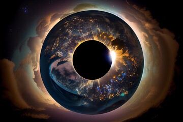 Wall Mural - a total solar eclipse seen from space. generative ai