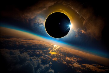 Wall Mural - a total solar eclipse seen from space. generative ai