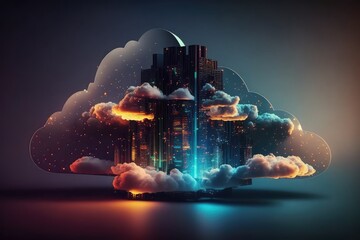Poster - Smart city. Big data connection. Generative AI