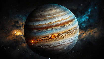 Wall Mural - planet similar to jupiter in space - space wallpaper - generative ai